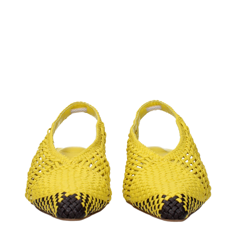 Yellow leather flat sandals-null