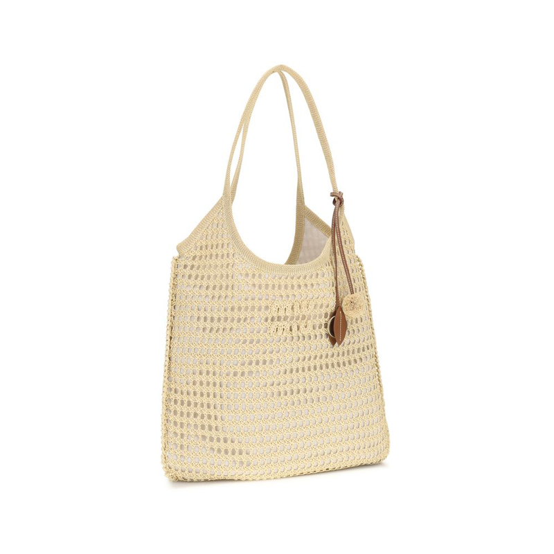 Beige viscose shoulder bag-null