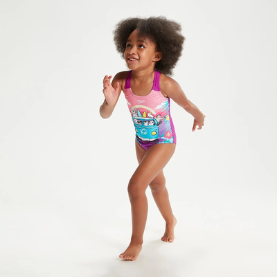 Speedo infant learn to swim swimsuit, Purple, medium