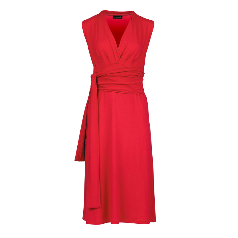 Red jersey empire line dress-null
