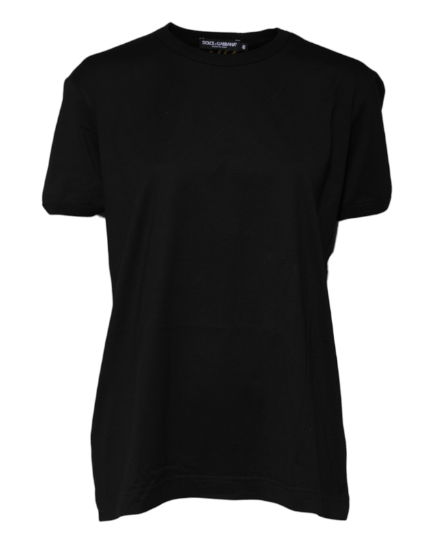 Black cotton goodluck tee crew neck t-shirt-null
