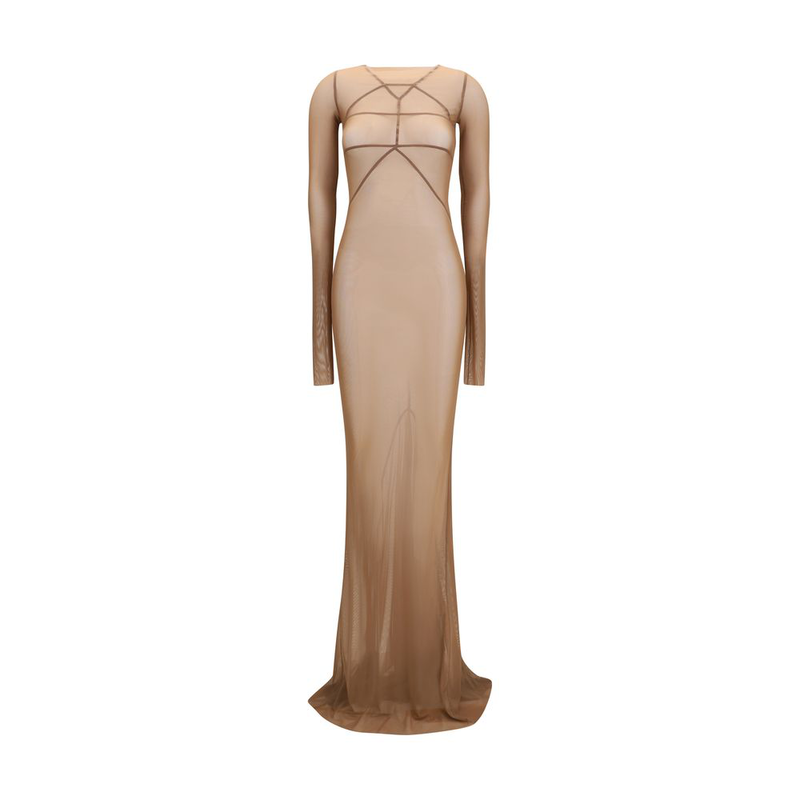 Brown polyamide casual dress-null