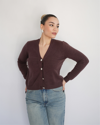 Knit cardigan 7695, Brown, medium