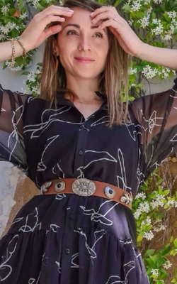 Aura leather belt, Tabac, medium