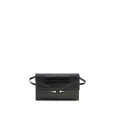 Black calf leather bos taurus shoulder bag, Black, medium