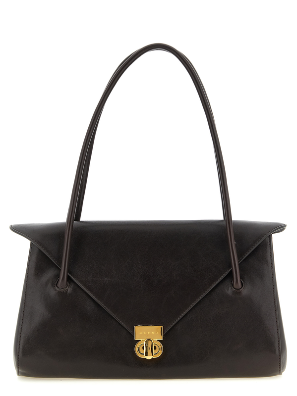 Brown calfskin shoulder bag-null