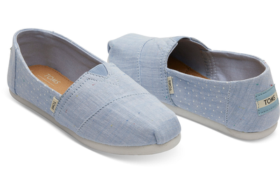 Toms youth classic-light bliss blue speckled chambray dots, Light Blue, medium