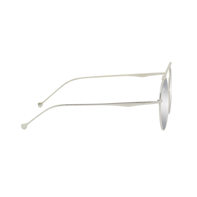 OJO man round sunglasses silver frame and temples with gray mirror polarised lenses rx comp.-null