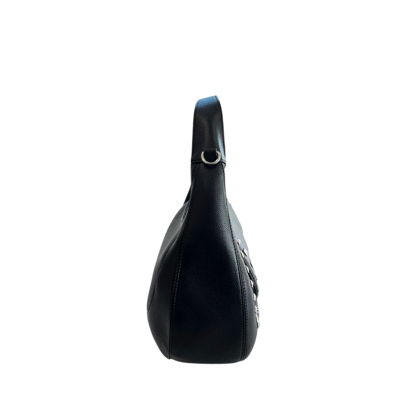 Black pu women shoulder bag-null