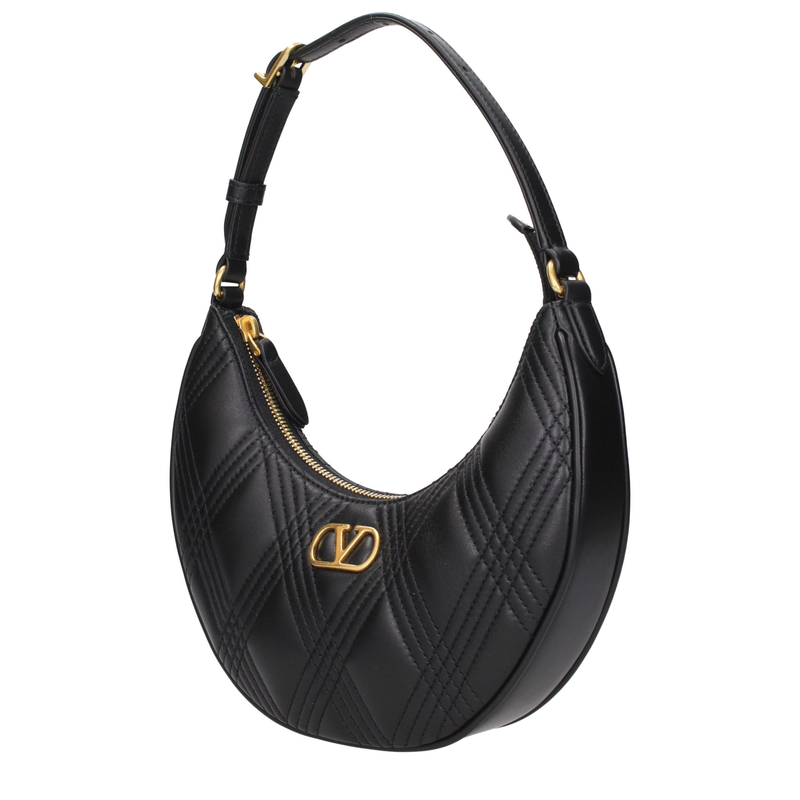 Black leather shoulder bag-null
