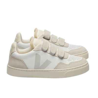 V-90 organic traced leather kids, White, medium