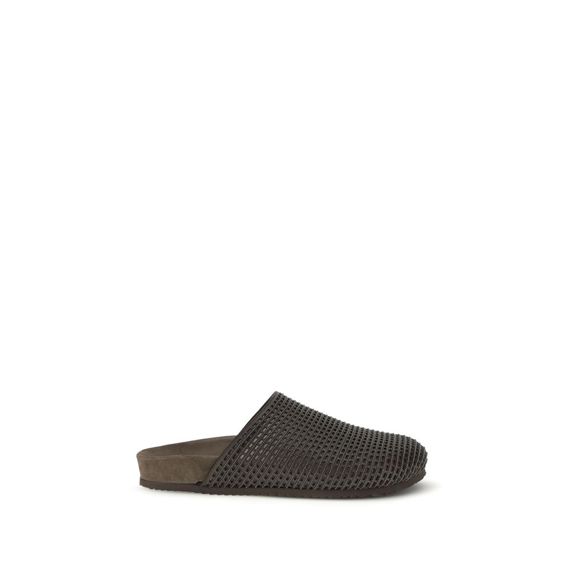 Brown calf leather bos taurus slides-null