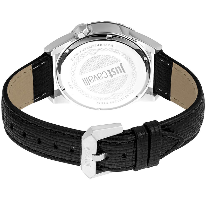 Black leather dress watch-null
