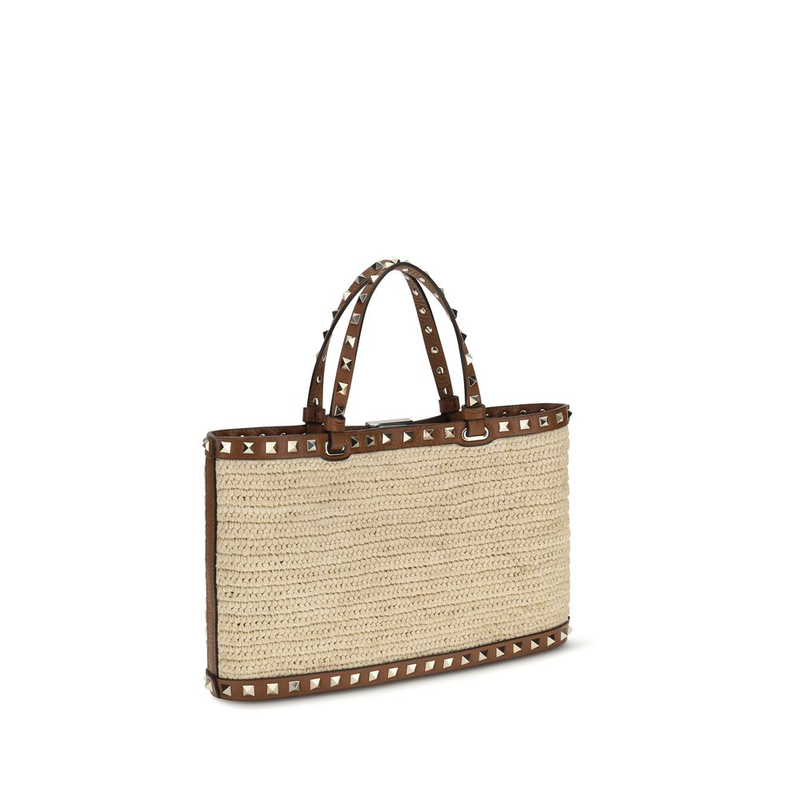 Beige raffia shoulder bag-null