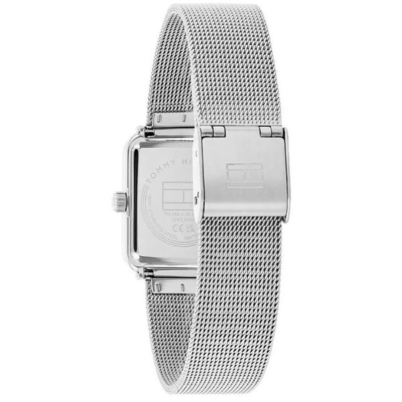 Tommy hilfiger minimalistic rectangular watch with milanese bracelet-null