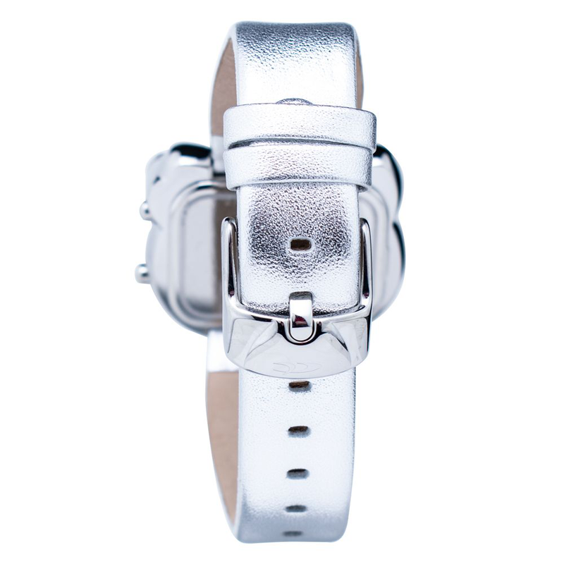 Silver leather digital watch-null