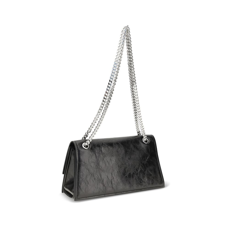Black suede leather shoulder bag-null