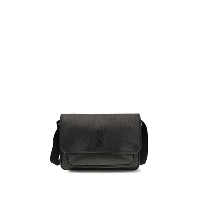 Black calf leather bos taurus shoulder bag, Black, medium