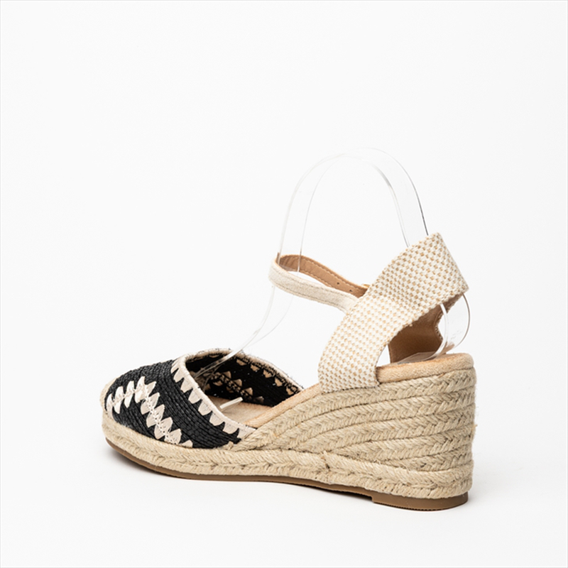 Miss belgini braided crochet espadrille medium wedge heels with ankle strap-null