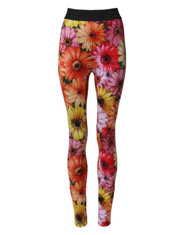 Multicolor floral leggings stretchwaist pants-null