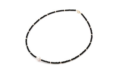 Necklace with spinel and pearl, , medium