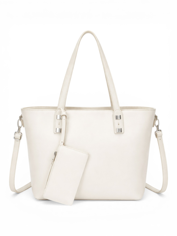 Minimalist structured tote bag - white-null