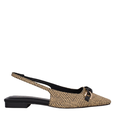 Seven γυναικείο mule, Beige Black Ψαθα, medium