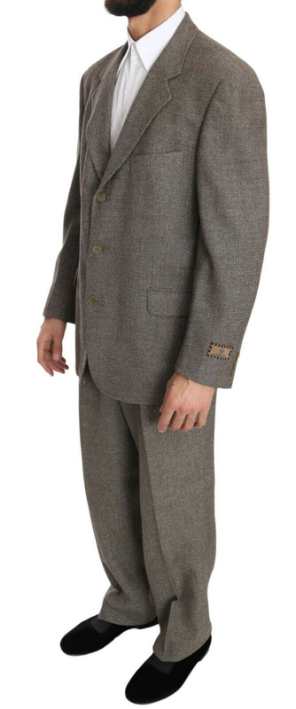 Brown wool regular single  breasted suit-null
