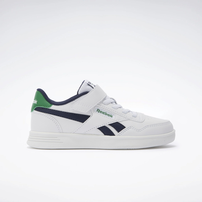 Reebok boy's court advance elastic & top strap, White/navy, medium