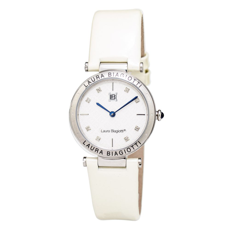Beige leather dress watch-null