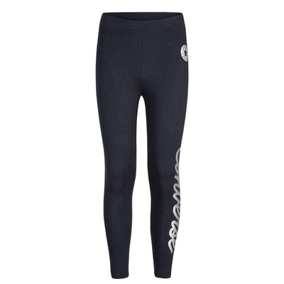 Girls scipt shine leggings, Black, medium