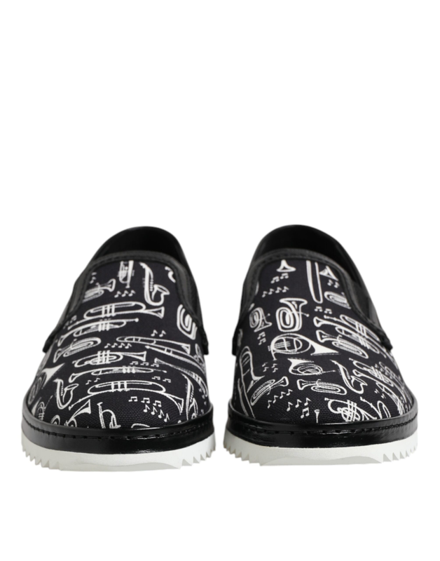 Black slip on printed men loafers shoes-null