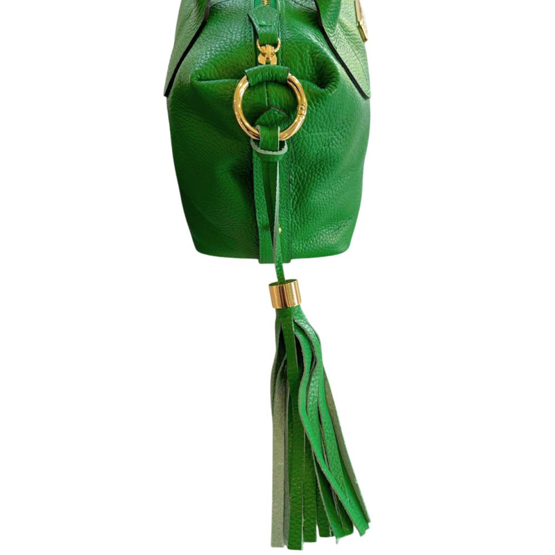 Green leather women handbag-null