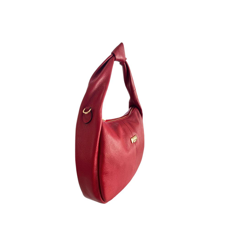 Red leather women shoulder bag-null