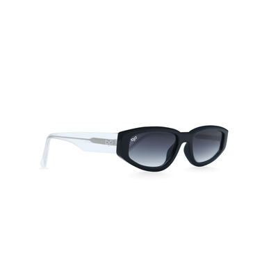 OJO sunglasses everyday square black frame and clear temples with grey lenses rx