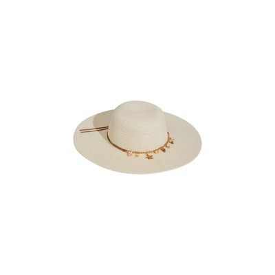 Ivory hat with gold shells, , medium