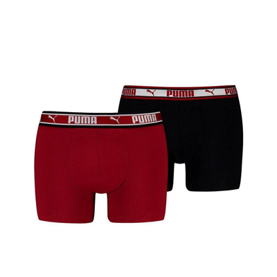 Men dual logo boxer 2p, Burgundy, medium