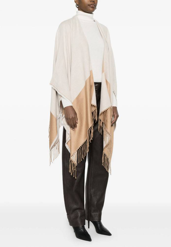 Liu Jo poncho with logo and fringes-null