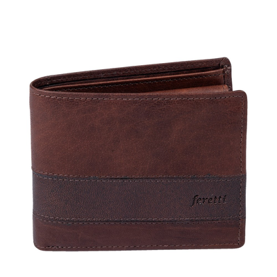 Feretti &ndash; men&rsquo;s leather double wallet &ndash; cognac / brown, Cognac-brown, medium