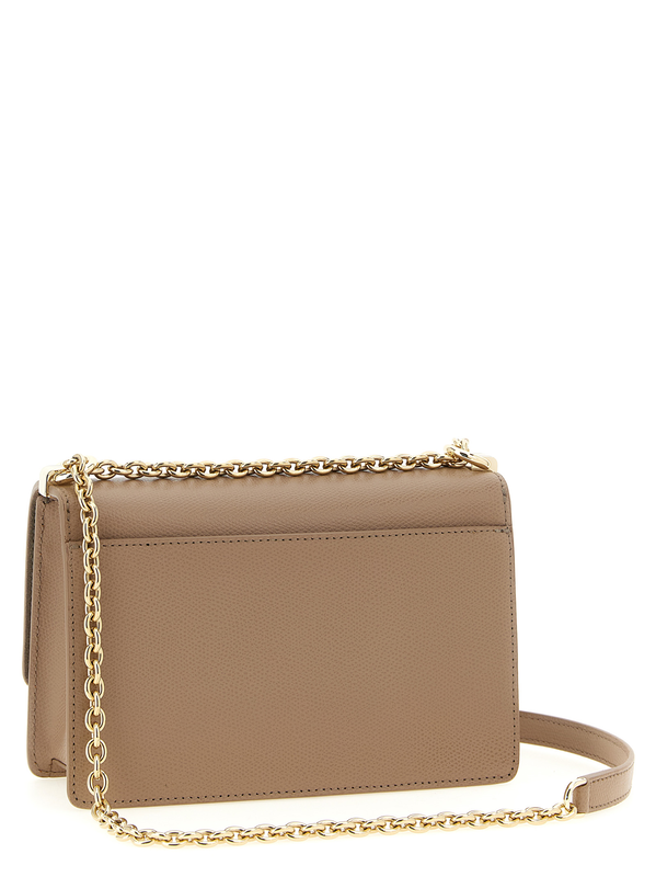 Beige calfskin crossbody bag-null
