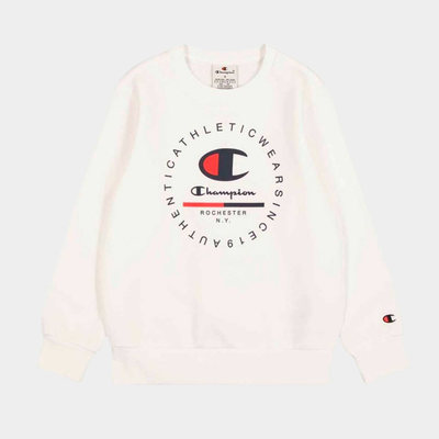 Boys graphic shop crew sweat, White, medium