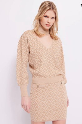 Gaudi lurex jumper 321fd53005, Beige/gold/camel, medium