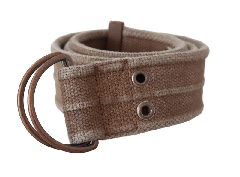 Beige leather logo belt sling cintura buckle belt-null