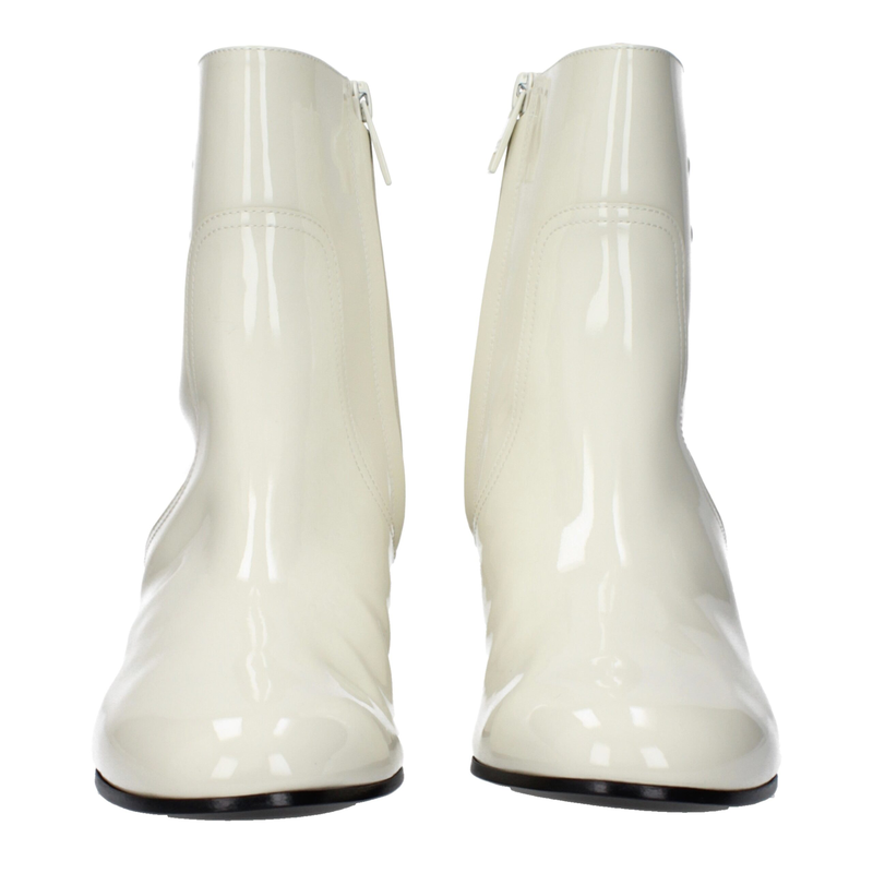 Beige leather ankle boots-null