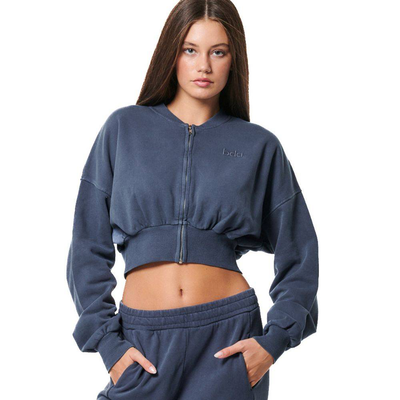 Women's faded-effect bomber jacket, Blue, medium
