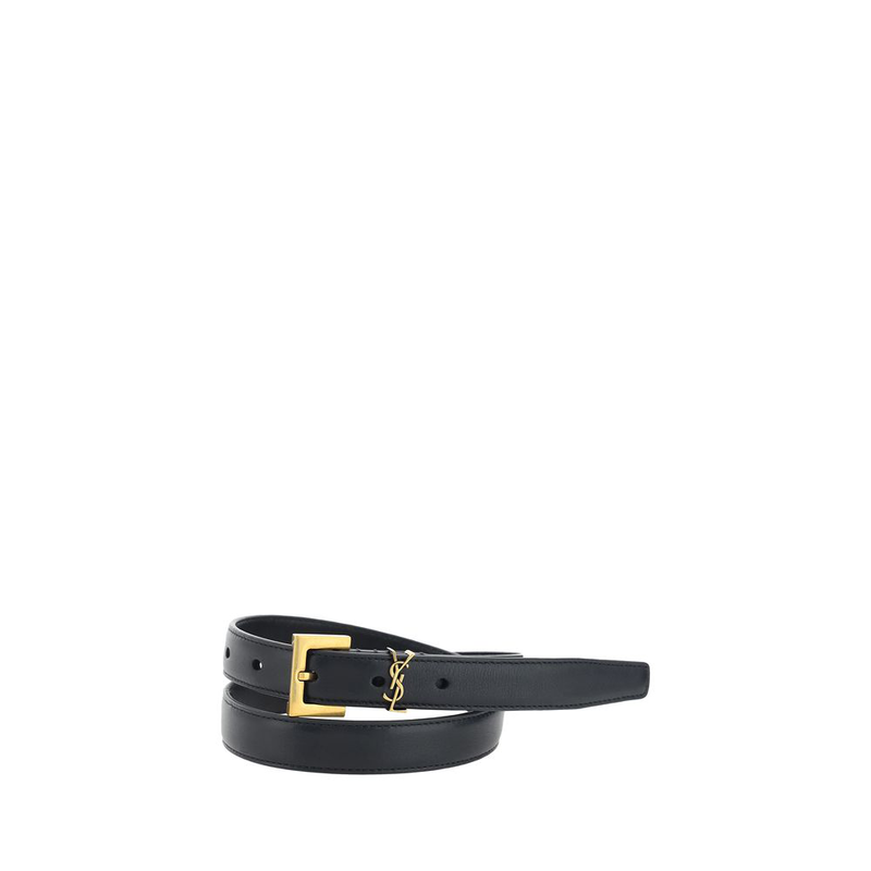 Black calf leather bos taurus thin belt-null