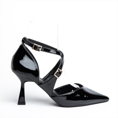 Miss belgini high heeled pumps with cross-cross buckle straps