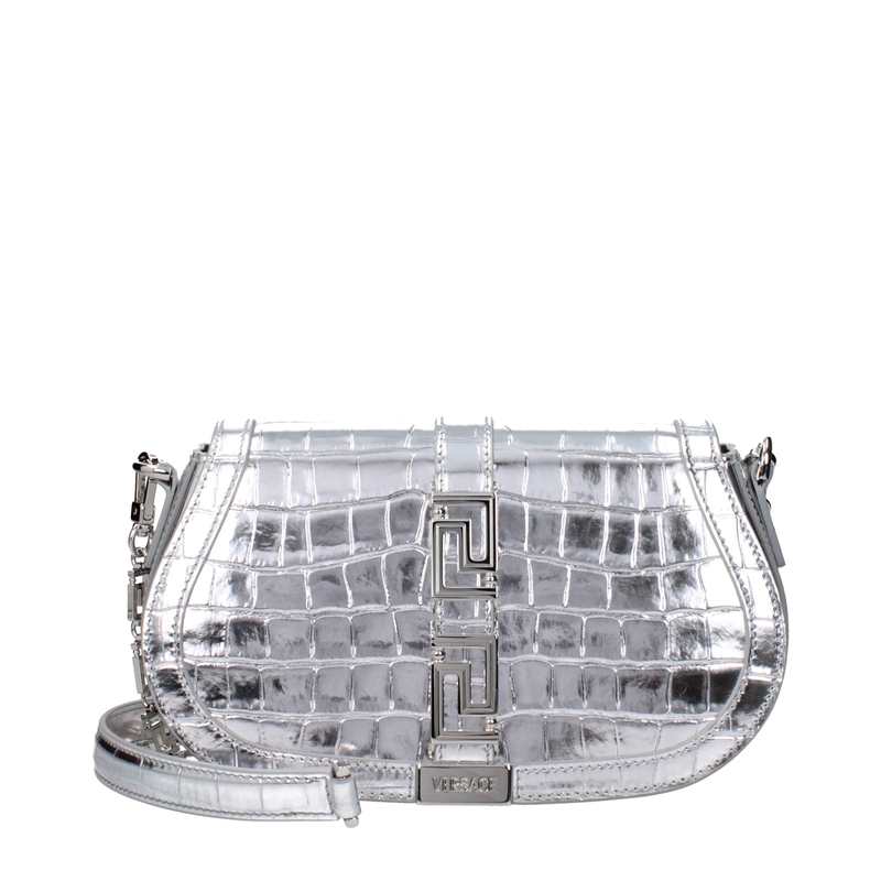 Gray leather shoulder bag-null