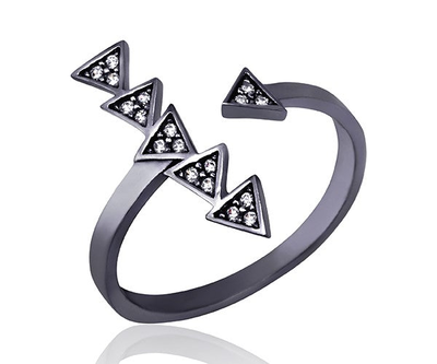 Hestia open ring, White Zircon, medium