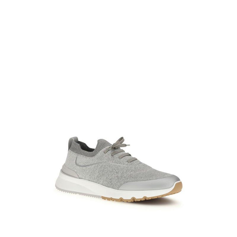 Gray cotton athletic sneakers-null